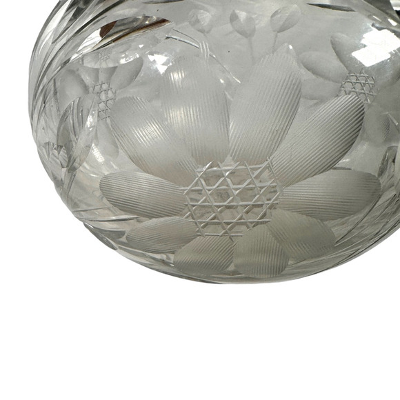 Antique American Brilliant Cut Glass Pitcher Carafe Decanter Floral Etched ABP - Picture 5 of 10